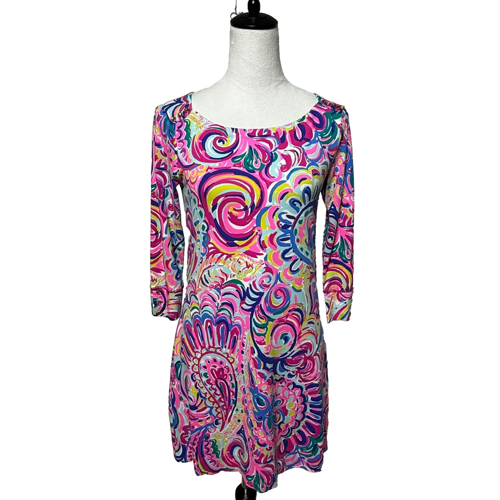 Lilly Pulitzer‎ Sophie Dress Small Mini Pink Blue Colorful Artsy Beachy Resort